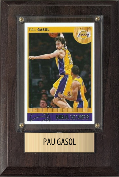 Pau Gasol Los Angeles Lakers Hall of Fame Fan Gift Plaque 4x6 1 Card Hoops, Prizm, Donruss 2024 2025 2026