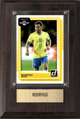 Rodrygo Brazil World Cup Soccer Fan Gift Plaque 4x6 1 Card Panini, Topps, Donruss 2024 2025 2026