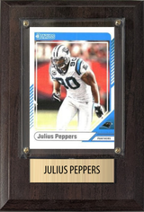 Julius Peppers Carolina Panthers Hall of Fame Fan Gift Plaque 4x6 1 Card Prizm, Donruss, Score 2024 2025 2026