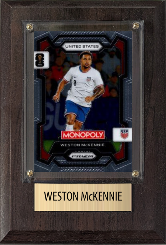 Weston McKennie United States World Cup Soccer Fan Gift Plaque 4x6 1 Card Panini, Topps, Donruss 2024 2025 2026