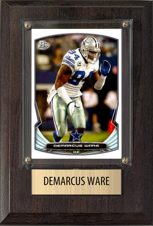 DeMarcus Ware Dallas Cowboys Hall of Fame Fan Gift Plaque 4x6 1 Card Prizm, Donruss, Score 2024 2025 2026
