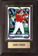 James Wood Washington Nationals Fan Gift Plaque 4x6 1 Card Topps, Bowman 2024 2025 2026