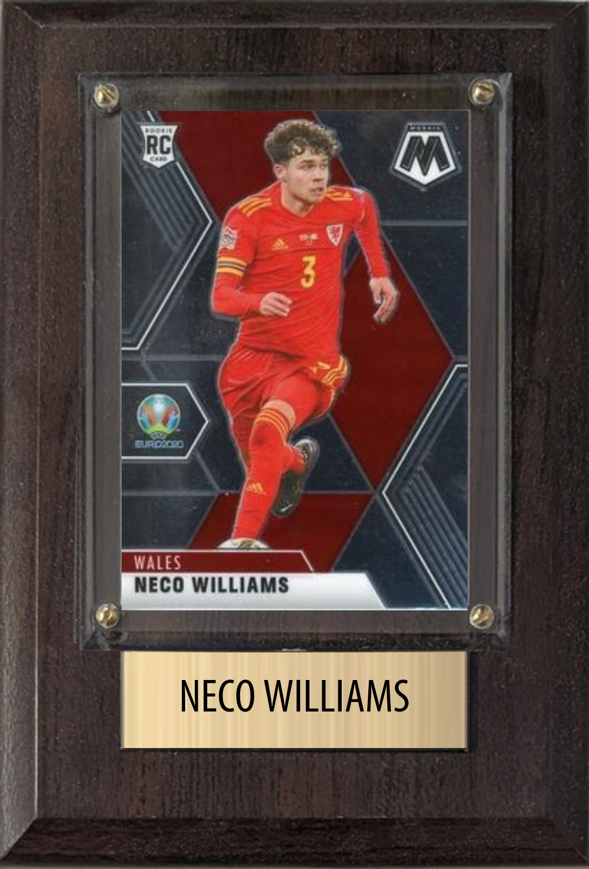 Neco Williams Wales World Cup Soccer Fan Gift Plaque 4x6 1 Card Panini, Topps, Donruss 2024 2025 2026