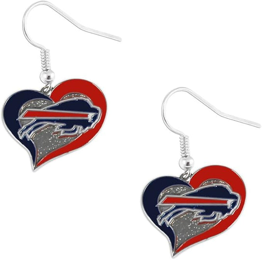 aminco womens NFL Buffalo Bills Swirl Heart Earrings Multi, One Size