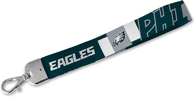NFL Football Rico Industries Standard Wrist Lanyard Key Chain, Cute Wristlet Strap Holder for Car Keys ID Badges Card Wallet