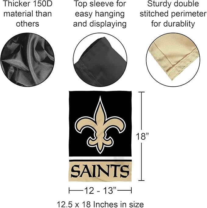 Garden Flag WinCraft New Orleans Saints Double Sided + 2025 SCORE Team Set Cards Tyler Shough RC