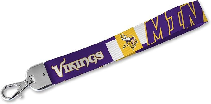 NFL Football Rico Industries Standard Wrist Lanyard Key Chain, Cute Wristlet Strap Holder for Car Keys ID Badges Card Wallet