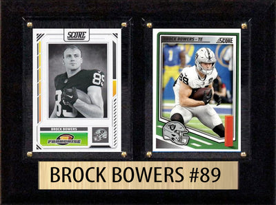 Brock Bowers Score Donruss 2025 2024 2 Card 6" x 8" Plaque Las Vegas Raiders