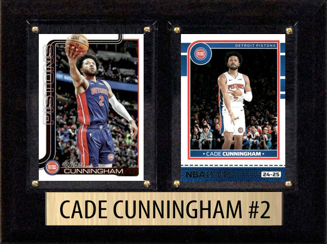 Cade Cunningham 2 Card Plaque 6x8 2024 2025 Hoops Donruss Panini Detroit Pistons