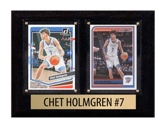 Chet Holmgren Oklahoma city Thunder 2 Card Plaque 6x8 2024 2025 Hoops Donruss Panini