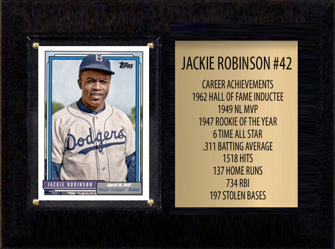 Jackie Robinson Hall Of Fame Plaque 6" x 8" 1 Card + Stats