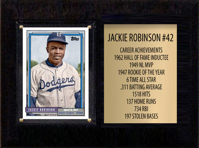 Jackie Robinson Hall Of Fame Plaque 6" x 8" 1 Card + Stats