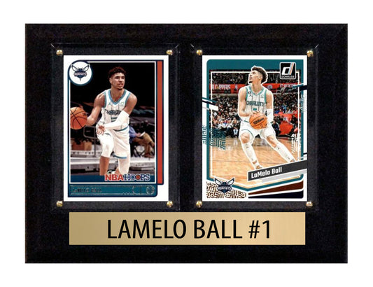 Lamelo Ball Charlotte Hornets 2 Card Plaque 6x8 2024 2025 Hoops Donruss Panini