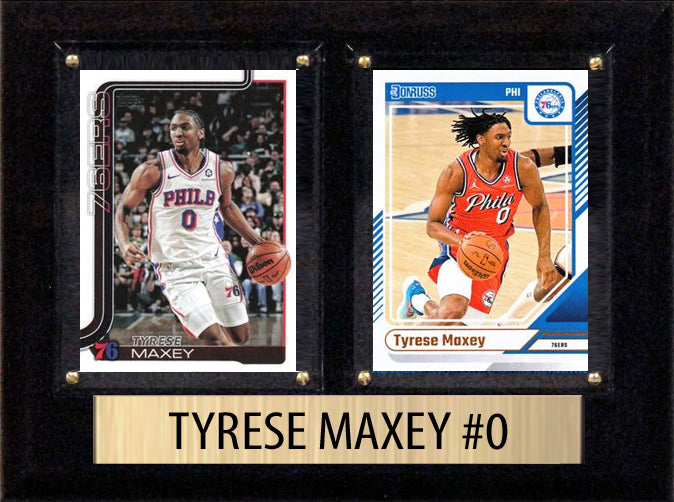 Tyrese Maxey 2 Card Plaque 6x8 2024 2025 2026 Hoops Donruss Panini Philadelphia 76ers