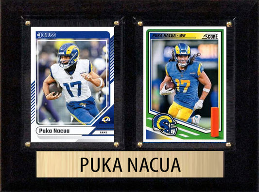 Puka Nacua Score Donruss 2025 2 Card 6" x 8" Plaque Los Angeles Rams