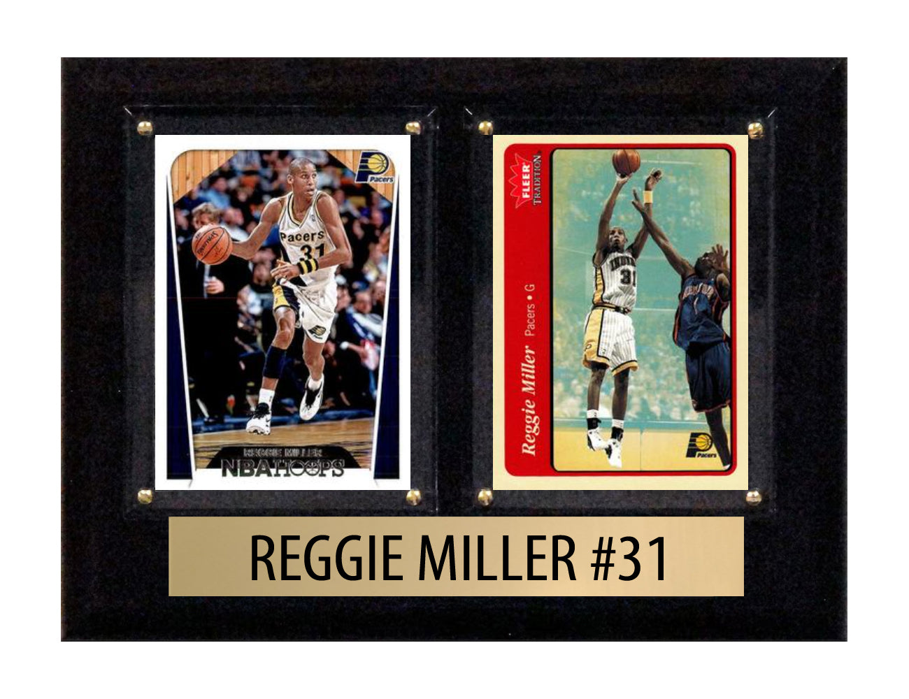 Reggie Miller Indiana Pacers 2 Card Plaque 6x8 2024 2025 Hoops Donruss Panini