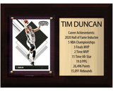 Tim Duncan San Antonio Spurs HOF Fan Gift Plaque 6x8 Stats 1 Card Panini Donruss Hoops Prizm Topps 2024 2025 2026
