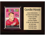 Gordie Howe Detroit Red Wings HOF Fan Gift Plaque 6x8 Stats 1 Card Upper Deck Parkhurst O-Pee-Chee Topps 2024 2025 2026