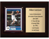 Allen Iverson Philadelphia 76ers HOF Fan Gift Plaque 6x8 Stats 1 Card Panini Donruss Hoops Prizm Topps 2024 2025 2026