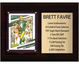 Brett Favre Green Bay Packers HOF Fan Gift Plaque 6x8 Stats 1 Card Donruss Score Panini Topps Prizm 2024 2025 2026
