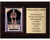 Kareem Abdul-Jabbar Los Angeles Lakers HOF Fan Gift Plaque 6x8 Stats 1 Card Panini Donruss Hoops Prizm Topps 2024 2025 2026