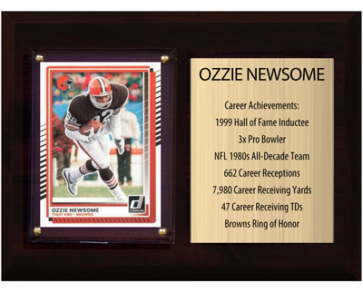 Ozzie Newsome Cleveland Browns Hall of Fame Stats Plaque 6x8 1 Card Prizm, Donruss, Score 2024 2025 2026