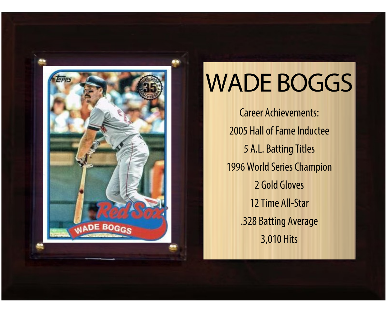 Wade Boggs Boston Red Sox Hall of Fame Stats Plaque 6x8 1 Card Topps, Bowman 2024 2025 2026