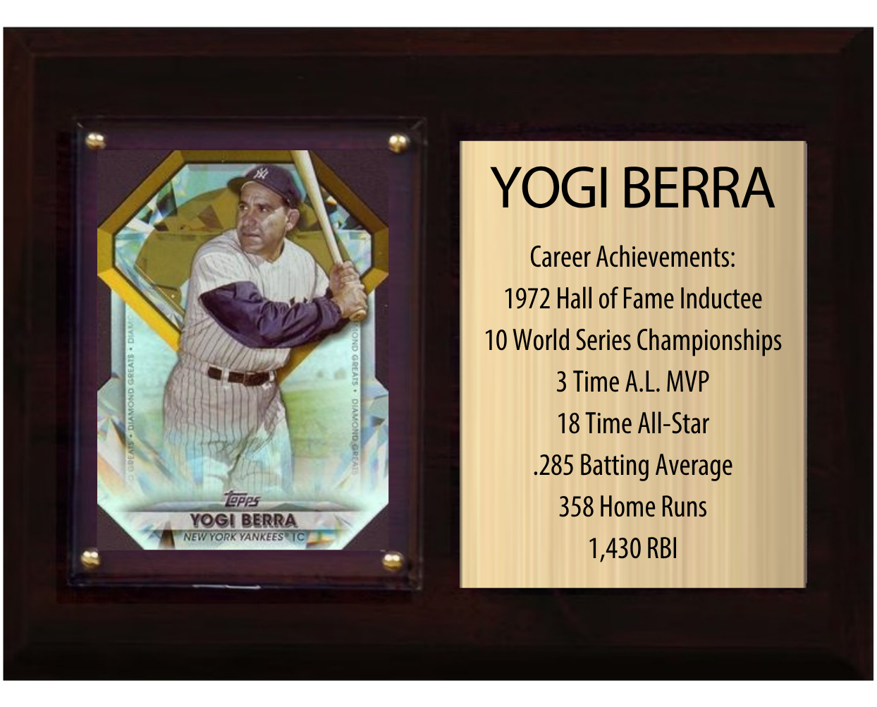 Yogi Berra New York Yankees Hall of Fame Stats Plaque 6x8 1 Card Topps, Bowman 2024 2025 2026