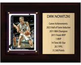 Dirk Nowitzki Dallas Mavericks Hall of Fame Stats Plaque 6x8 1 Card Hoops, Prizm, Donruss 2024 2025 2026