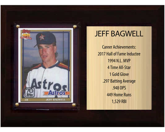 Jeff Bagwell Houston Astros Hall of Fame Stats Plaque 6x8 1 Card Topps, Bowman 2024 2025 2026