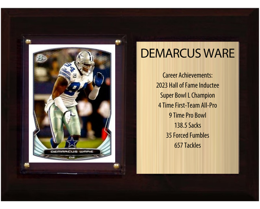 DeMarcus Ware Dallas Cowboys Hall of Fame Stats Plaque 6x8 1 Card Prizm, Donruss, Score 2024 2025 2026
