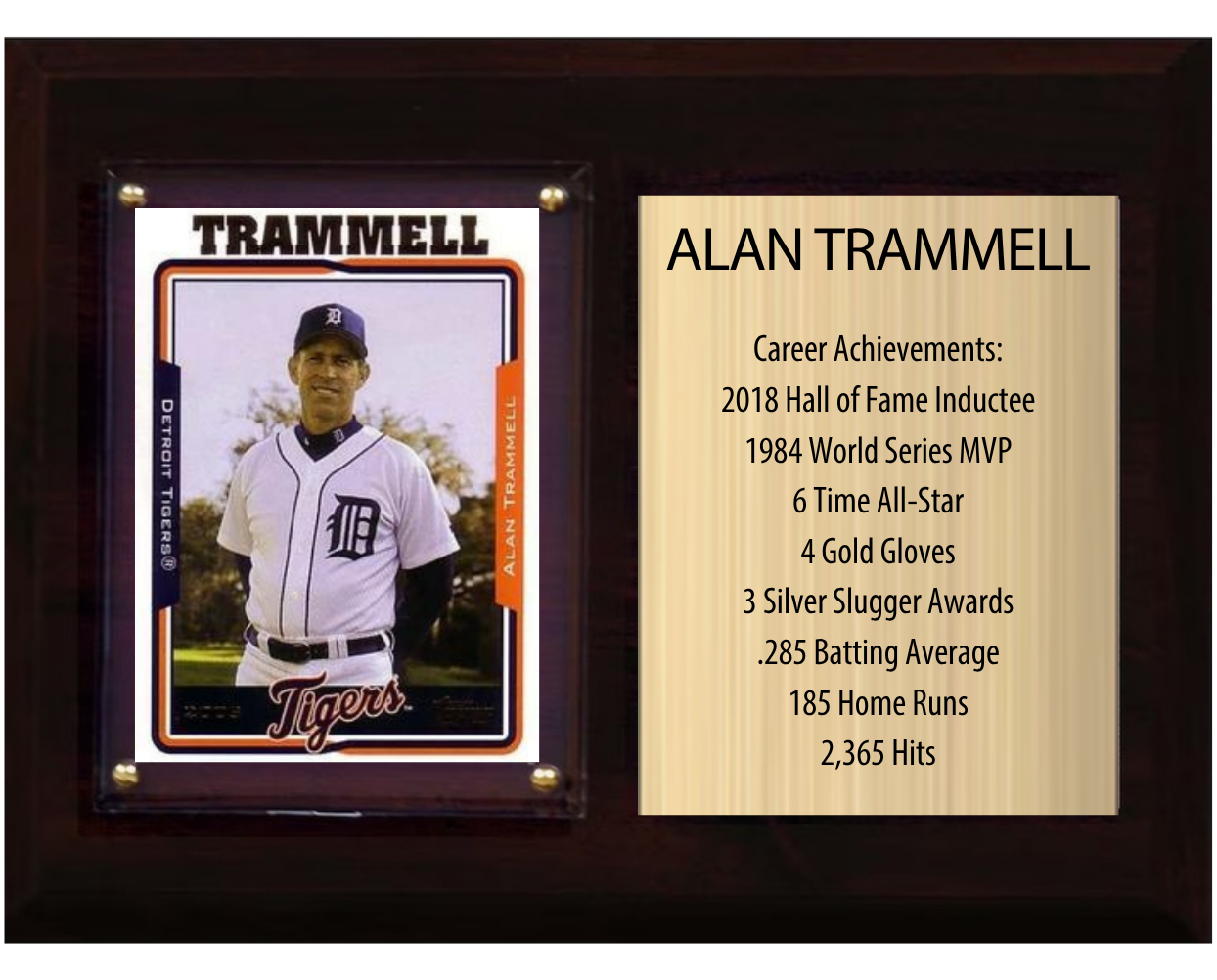 Alan Trammell Detroit Tigers Hall of Fame Stats Plaque 6x8 1 Card Topps, Bowman 2024 2025 2026