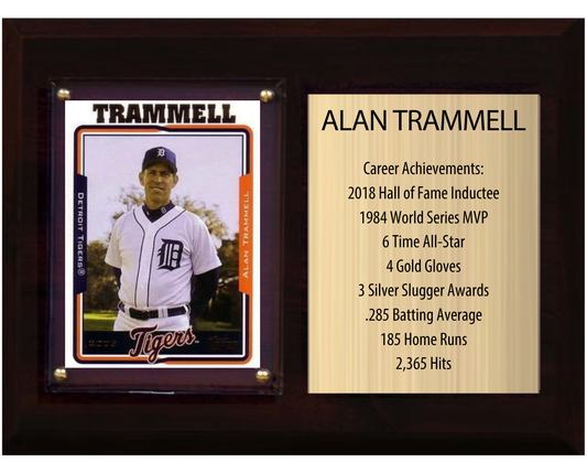 Alan Trammell Detroit Tigers Hall of Fame Stats Plaque 6x8 1 Card Topps, Bowman 2024 2025 2026