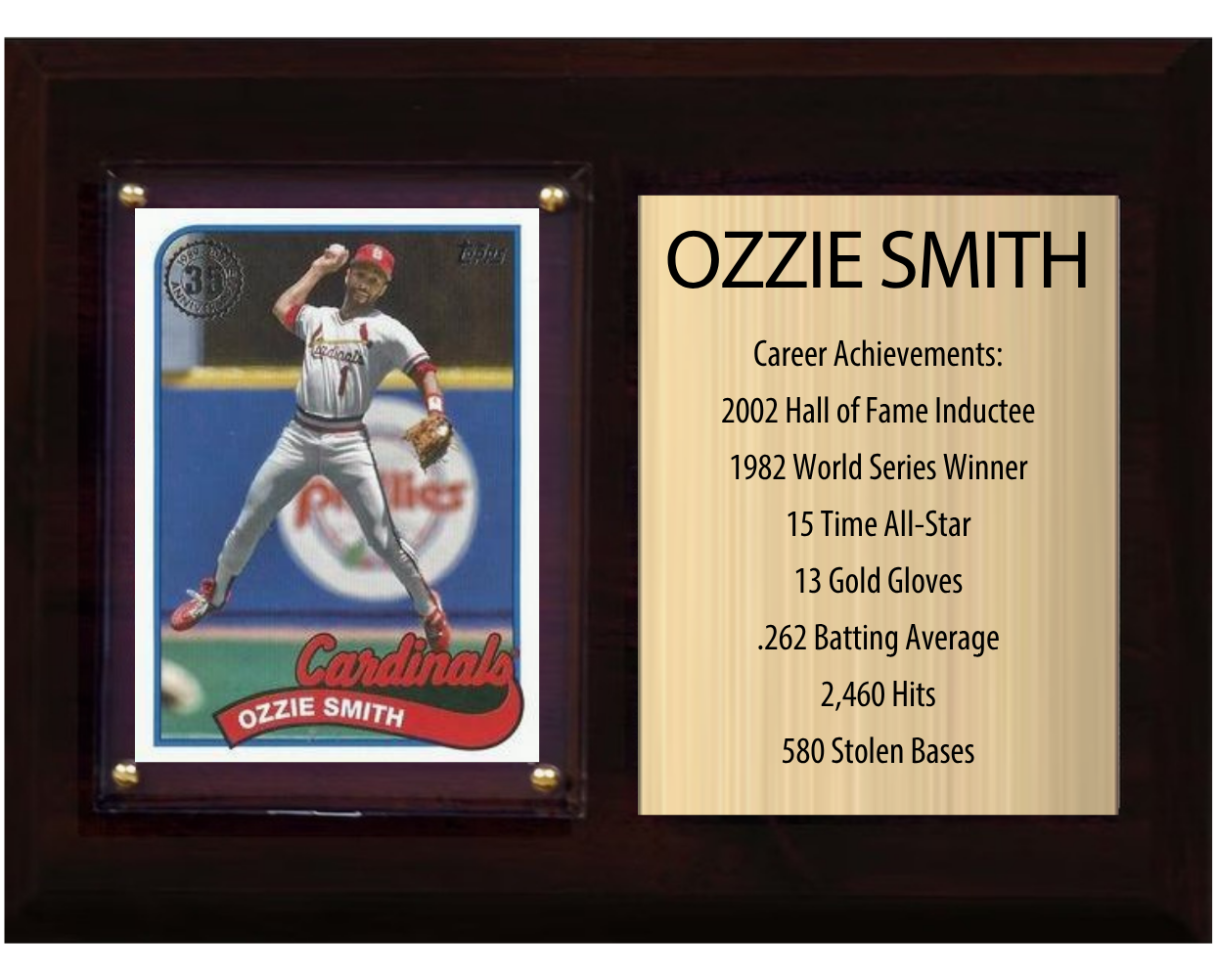 Ozzie Smith St. Louis Cardinals Hall of Fame Stats Plaque 6x8 1 Card Topps, Bowman 2024 2025 2026