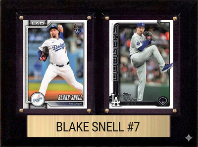 Blake Snell Los Angeles Dodgers Fan Gift Plaque 6x8 2 Cards Topps, Bowman 2024 2025 2026