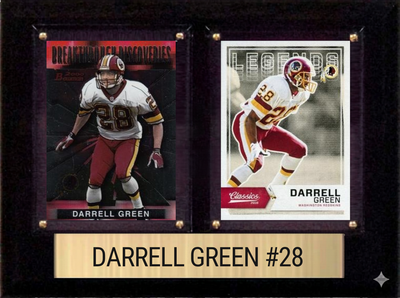 Darrell Green Washington Commanders Hall of Fame Fan Gift Plaque 6x8 2 Cards Prizm, Donruss, Score 2024 2025 2026