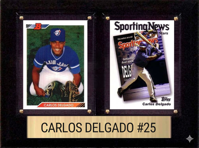 Carlos Delgado Toronto Blue Jays Fan Gift Plaque 6x8 2 Cards Topps, Bowman 2024 2025 2026