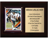 Brian Urlacher Chicago Bears Hall of Fame Stats Plaque 6x8 1 Card Prizm, Donruss, Score 2024 2025 2026