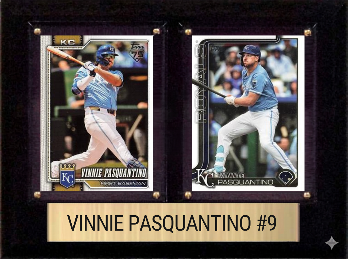 Vinnie Pasquantino Kansas City Royals Fan Gift Plaque 6x8 2 Cards Topps, Bowman 2024 2025 2026