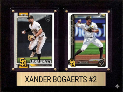 Xander Bogaerts San Diego Padres Fan Gift Plaque 6x8 2 Cards Topps, Bowman 2024 2025 2026