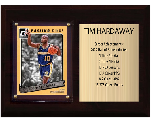 Tim Hardaway Golden State Warriors Hall of Fame Stats Plaque 6x8 1 Card Hoops, Prizm, Donruss 2024 2025 2026