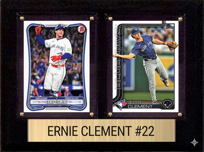 Ernie Clement Toronto Blue Jays Fan Gift Plaque 6x8 2 Cards Topps, Bowman 2024 2025 2026