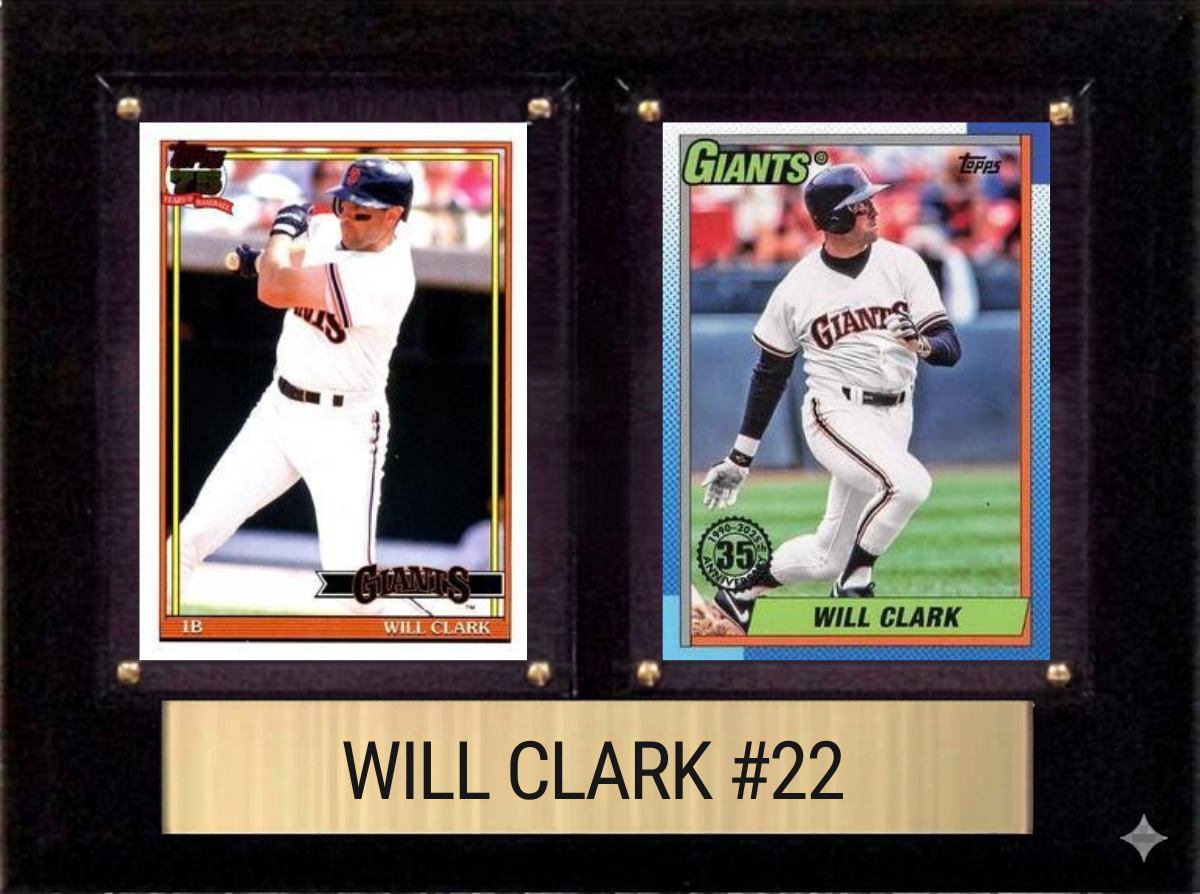 Will Clark San Francisco Giants Fan Gift Plaque 6x8 2 Cards Topps, Bowman 2024 2025 2026