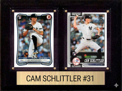 Cam Schlittler New York Yankees Fan Gift Plaque 6x8 2 Cards Topps Donruss Panini 2024 2025 2026