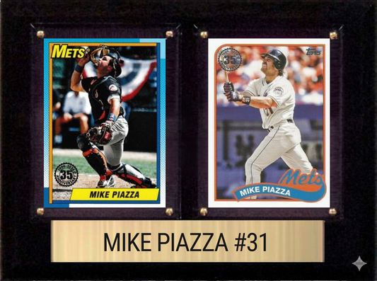 Mike Piazza New York Mets HOF Fan Gift Plaque 6x8 2 Cards Topps Donruss Panini 2024 2025 2026