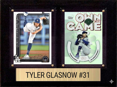 Tyler Glasnow Los Angeles Dodgers Fan Gift Plaque 6x8 2 Cards Topps, Bowman 2024 2025 2026