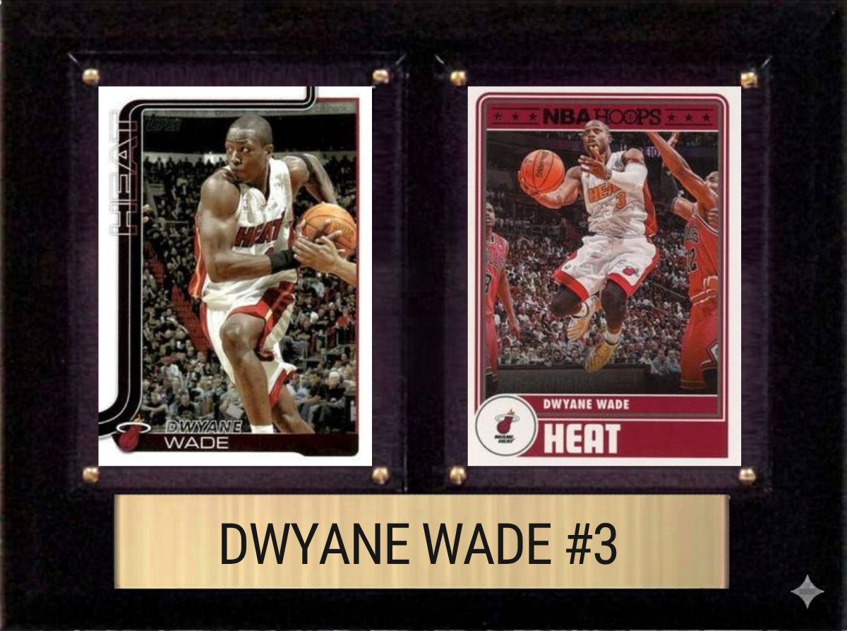 Dwyane Wade Miami Heat Hall of Fame Fan Gift Plaque 6x8 2 Cards Hoops, Prizm, Donruss 2024 2025 2026