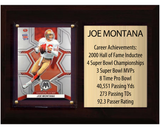 Joe Montana San Francisco 49ers HOF Fan Gift Plaque 6x8 Stats 1 Card Donruss Score Panini Topps Prizm 2024 2025 2026