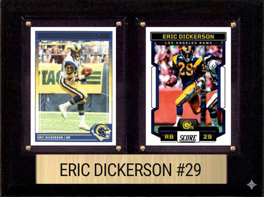 Eric Dickerson Los Angeles Rams Hall of Fame Fan Gift Plaque 6x8 2 Cards Prizm, Donruss, Score 2024 2025 2026
