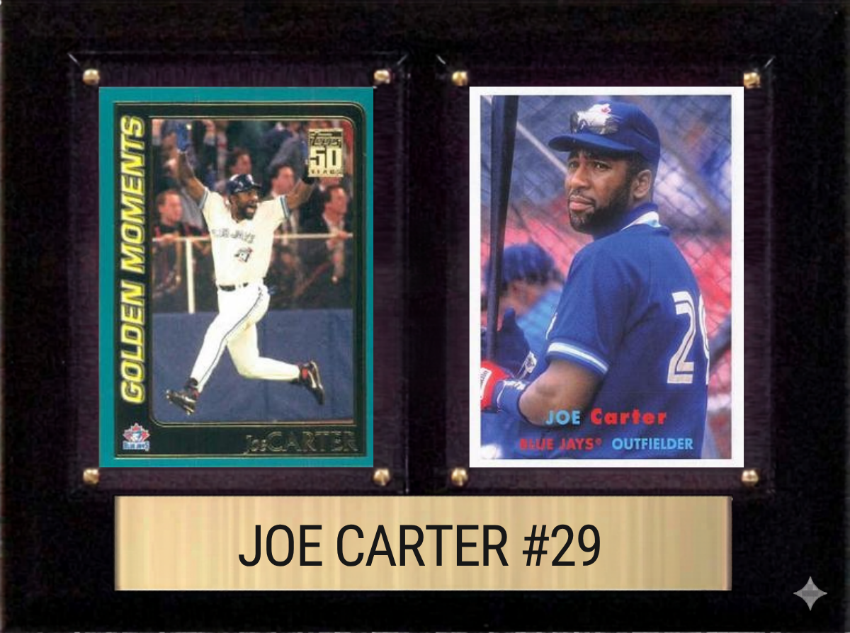 Joe Carter Toronto Blue Jays Fan Gift Plaque 6x8 2 Cards Topps, Bowman 2024 2025 2026